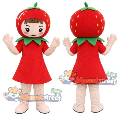 Strawberry Girl Mascot Costume with Red Dress
