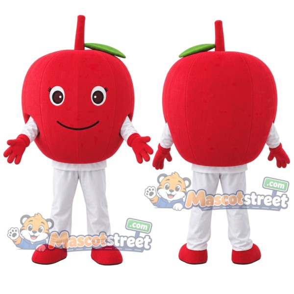 Red Apple Mascot Costume with White Pants