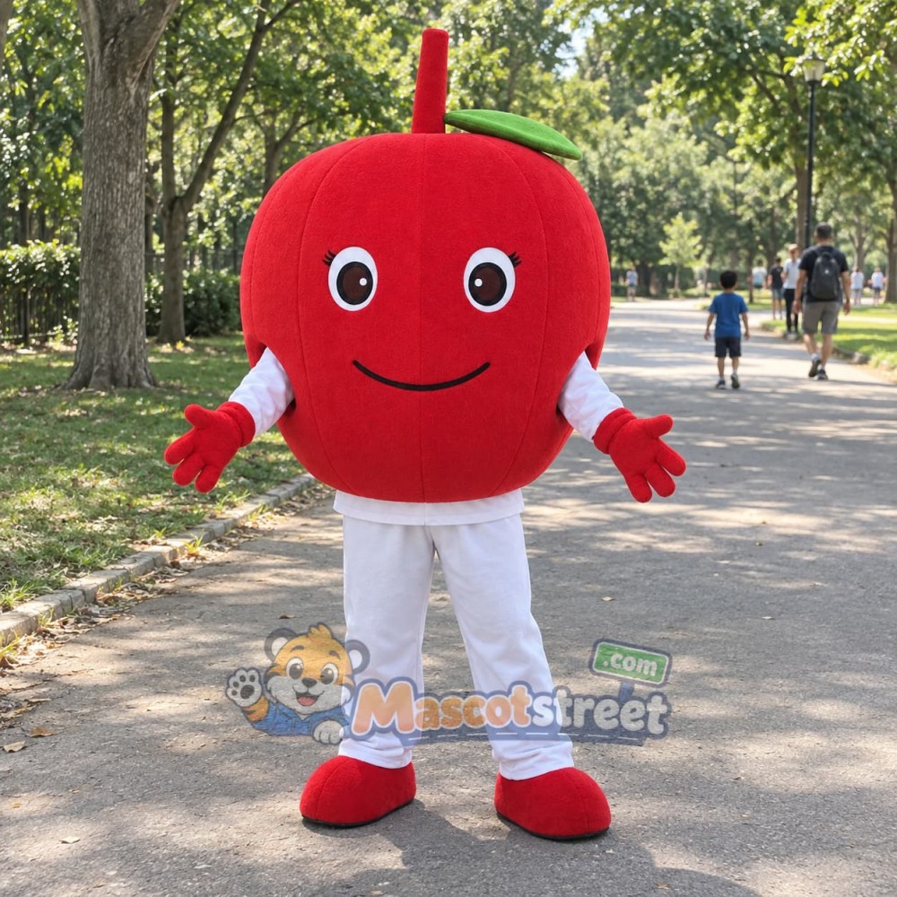 Red Apple Mascot Costume with White Pants Red Apple Mascot Costume with White Pants