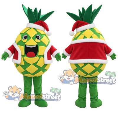Pineapple Mascot Costume with Santa Jacket and Hat
