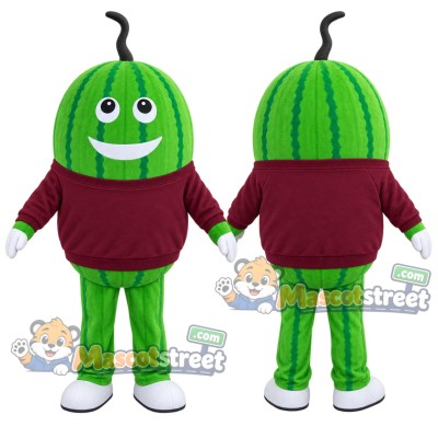 Watermelon Mascot Costume with Burgundy Sweatshirt