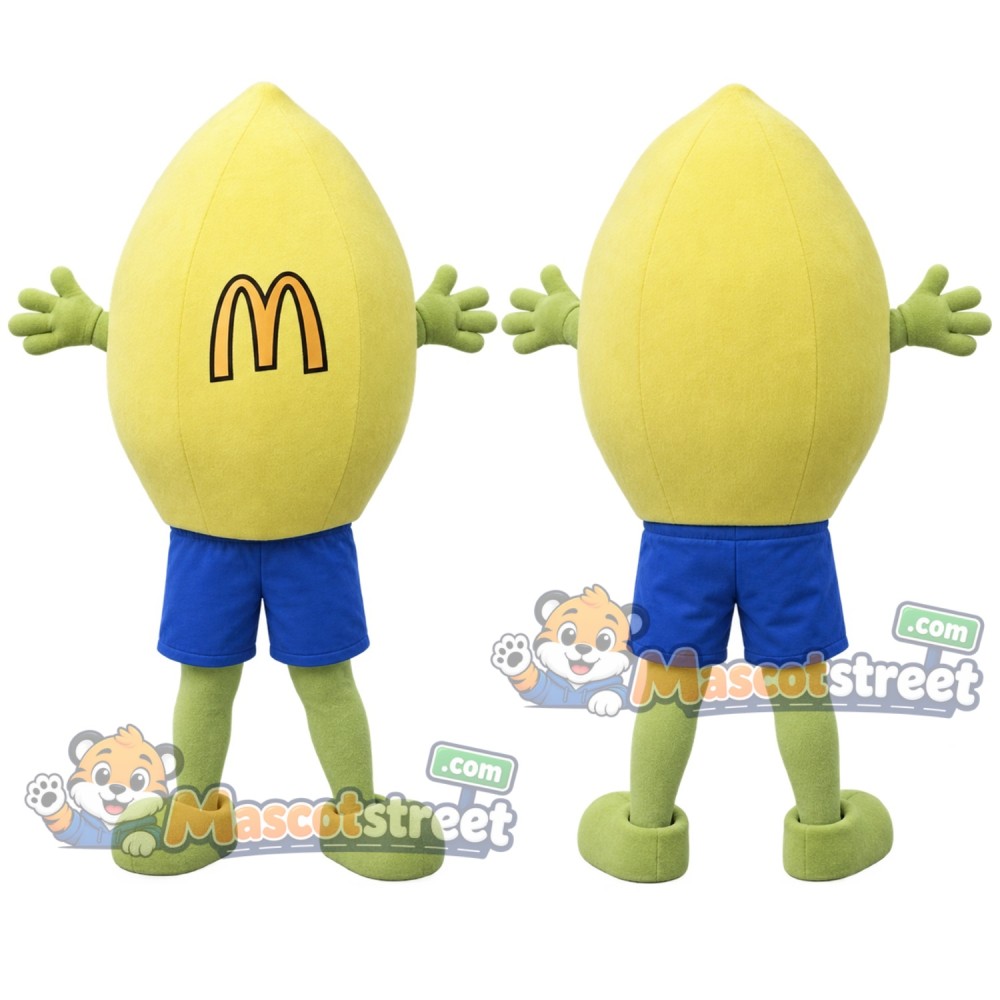 Yellow Lemon Mascot Costume with Blue Shorts Yellow Lemon Mascot Costume with Blue Shorts