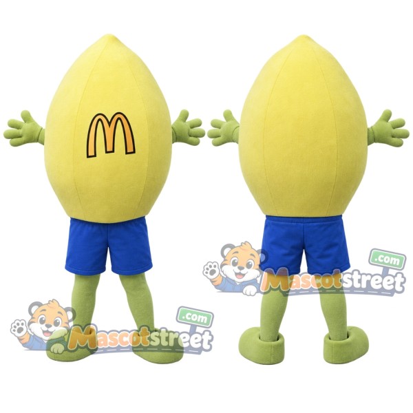 Yellow Lemon Mascot Costume with Blue Shorts