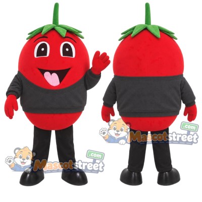 Strawberry Mascot Costume with Black Shirt Strawberry Mascot Costume with Black Shirt