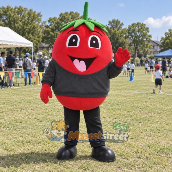 Strawberry Mascot Costume with Black Shirt
