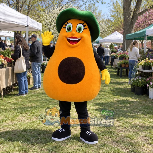 Avocado Mascot Costume with Green Hat
