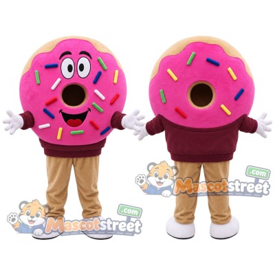 Pink Donut Mascot Costume Pink Donut Mascot Costume