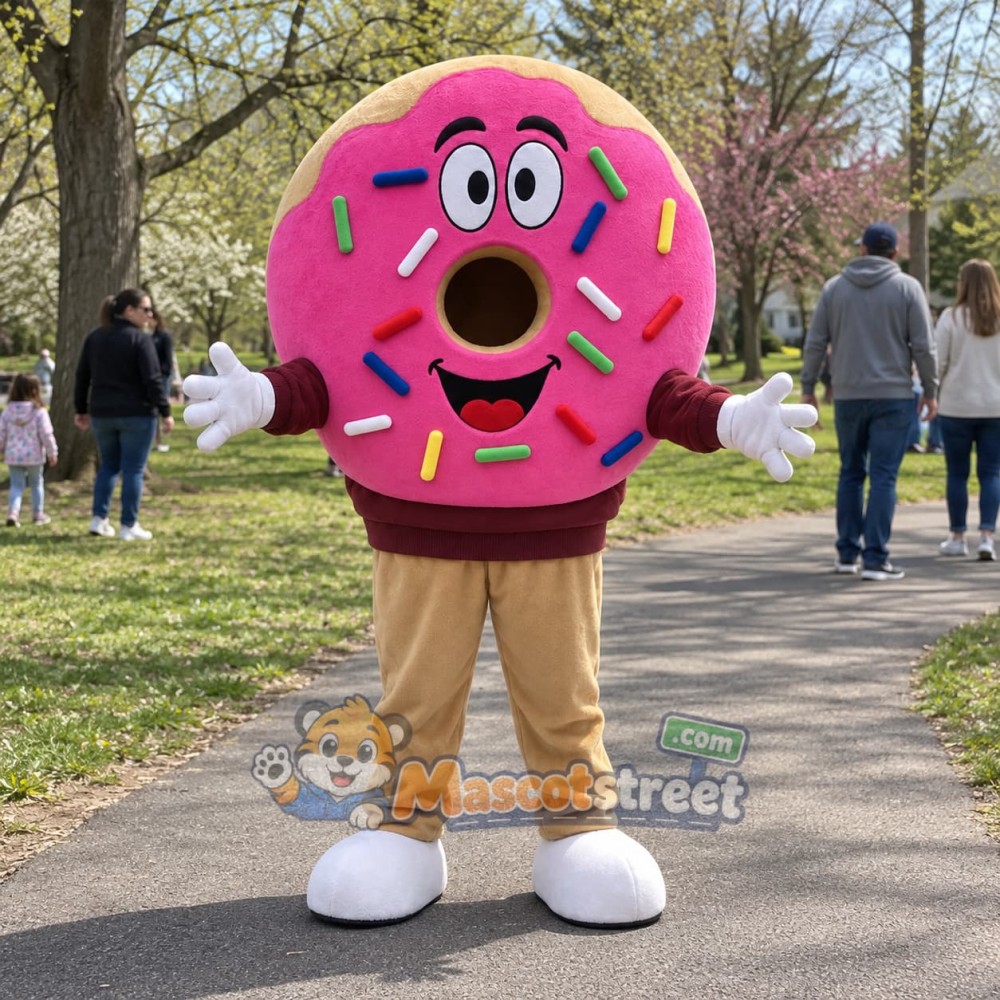 Pink Donut Mascot Costume Pink Donut Mascot Costume
