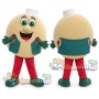 Bagel Mascot Costume with Green Jacket and White Hat