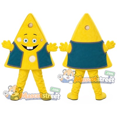 Cheese Wedge Mascot Costume with Teal Vest Cheese Wedge Mascot Costume with Teal Vest