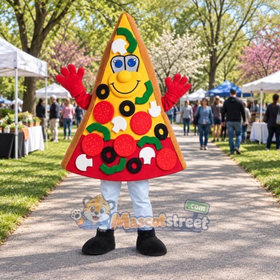 Pizza Slice Mascot Costume with White Pants