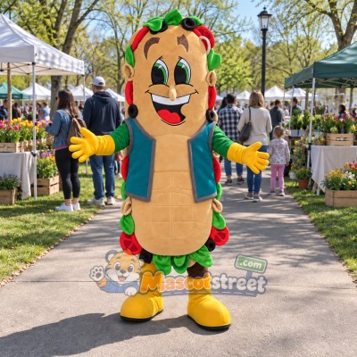 Sandwich Mascot Costume with Teal Vest Sandwich Mascot Costume with Teal Vest