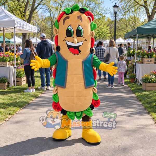 Sandwich Mascot Costume with Teal Vest