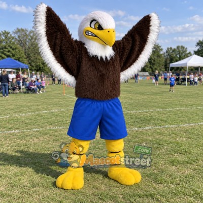 Bald Eagle Mascot Costume with Blue Shorts Bald Eagle Mascot Costume with Blue Shorts