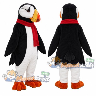 Puffin Mascot Costume with Red Scarf