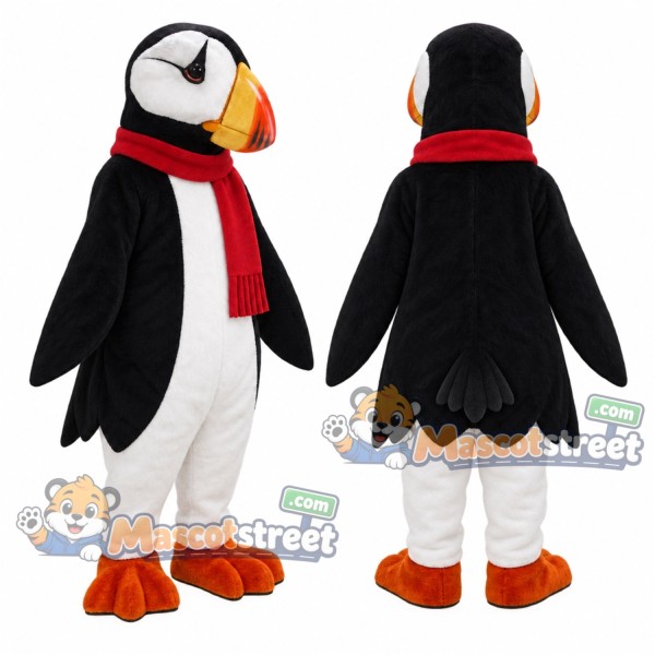 Puffin Mascot Costume with Red Scarf