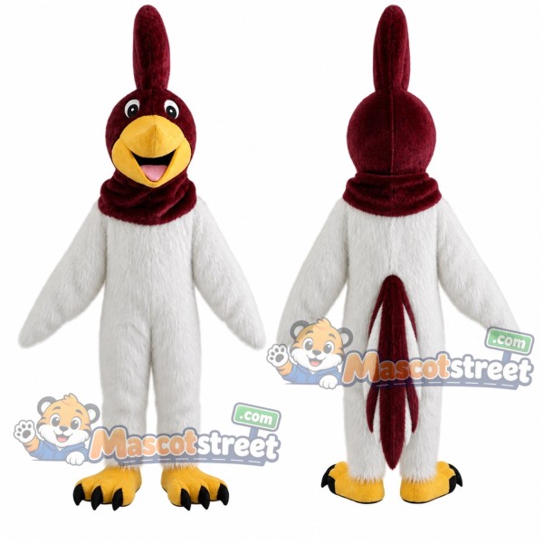 Burgundy and White Roadrunner Mascot Costume