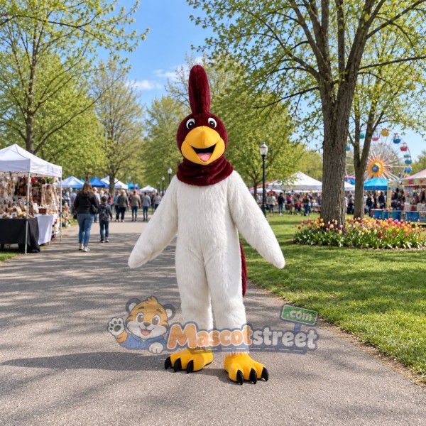 Burgundy and White Roadrunner Mascot Costume Burgundy and White Roadrunner Mascot Costume