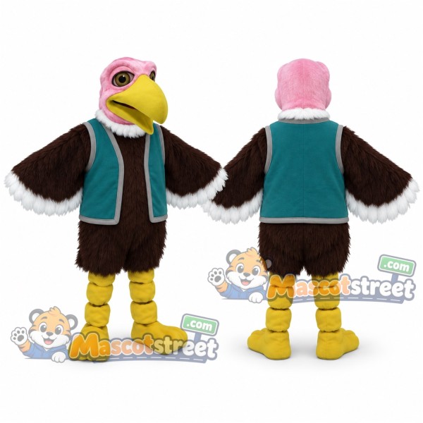 Vulture Mascot Costume with Teal Vest
