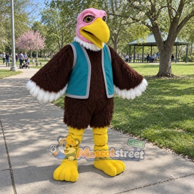 Vulture Mascot Costume with Teal Vest