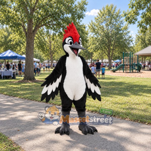 Black and White Woodpecker Mascot Costume