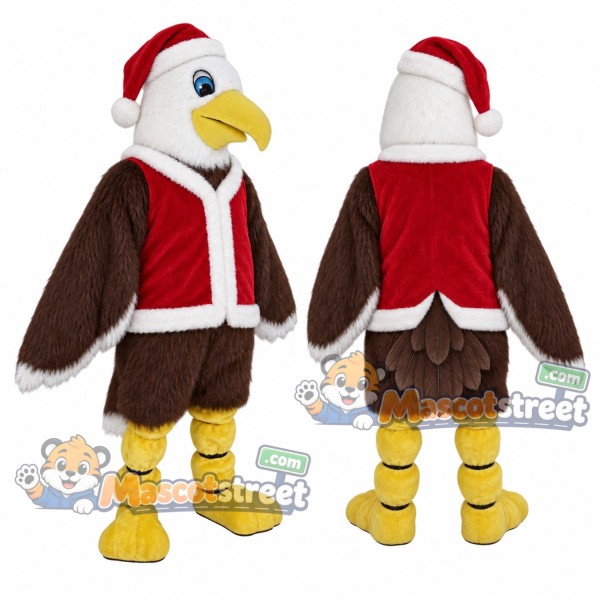 Bald Eagle Mascot Costume with Santa Jacket and Hat