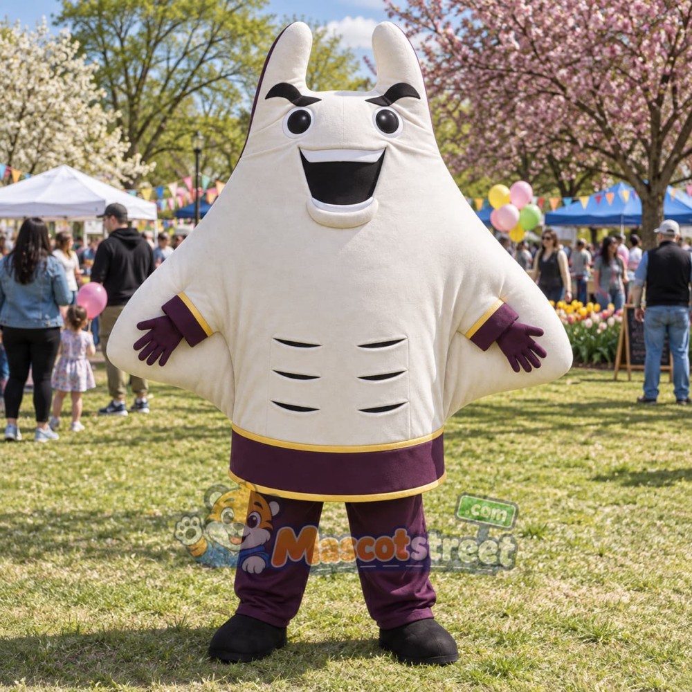 White Manta Ray Mascot Costume White Manta Ray Mascot Costume