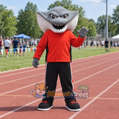 Gray Stingray Mascot Costume with Orange Shirt Gray Stingray Mascot Costume with Orange Shirt
