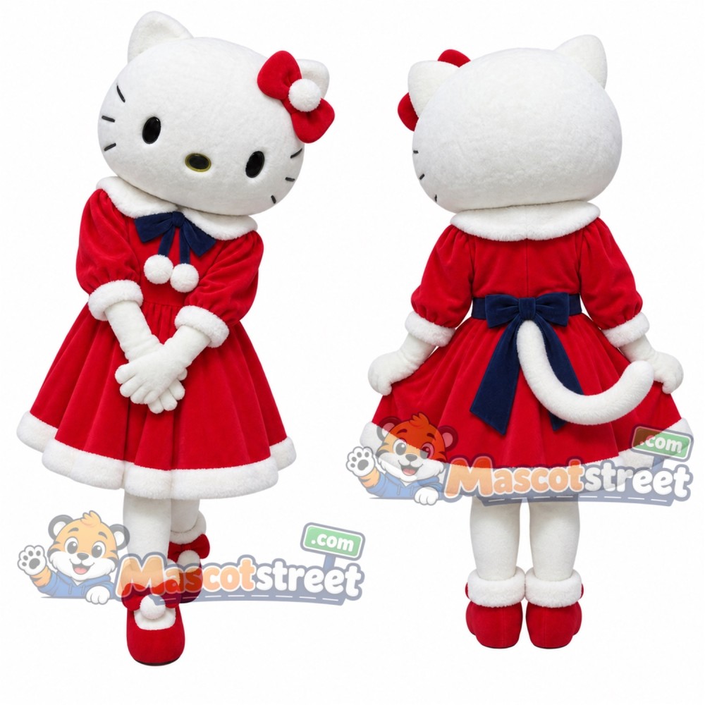 White Cat Mascot Costume with Red Dress White Cat Mascot Costume with Red Dress