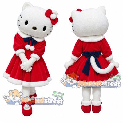White Cat Mascot Costume with Red Dress White Cat Mascot Costume with Red Dress