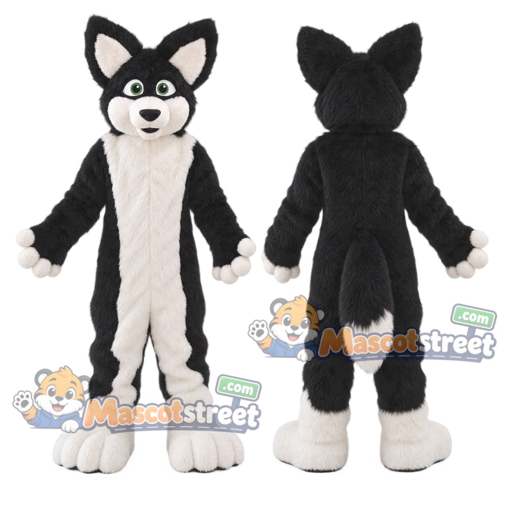 Black and White Canine Mascot Costume