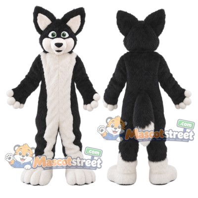 Black and White Canine Mascot Costume
