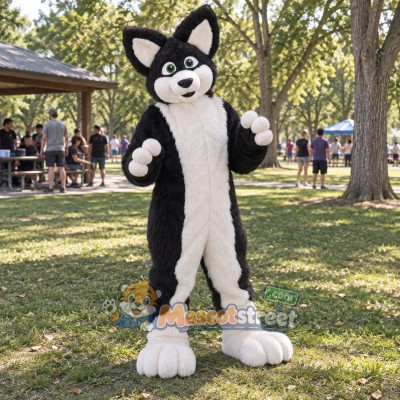 Black and White Canine Mascot Costume