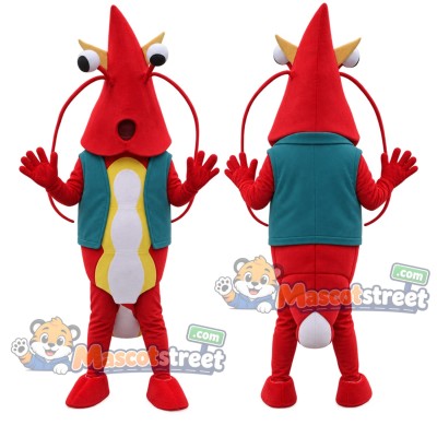 Red Lobster Mascot Costume with Teal Vest