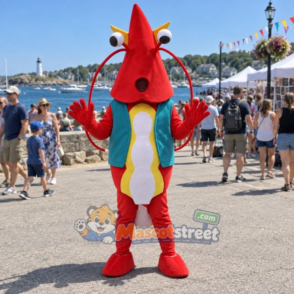 Red Lobster Mascot Costume with Teal Vest