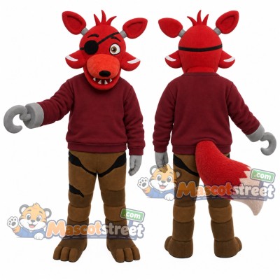 Red Pirate Fox Mascot Costume with Burgundy Shirt and Hook Red Pirate Fox Mascot Costume with Burgundy Shirt and Hook