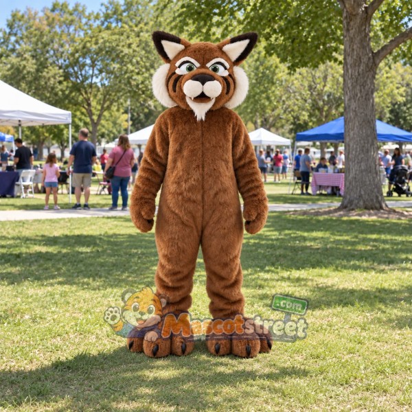 Brown Bobcat Mascot Costume