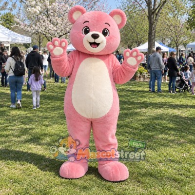 Pink Bear Mascot Costume