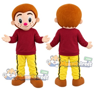 Clown Mascot Costume with Burgundy Shirt and Yellow Pants Clown Mascot Costume with Burgundy Shirt and Yellow Pants