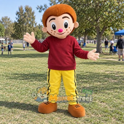 Clown Mascot Costume with Burgundy Shirt and Yellow Pants Clown Mascot Costume with Burgundy Shirt and Yellow Pants