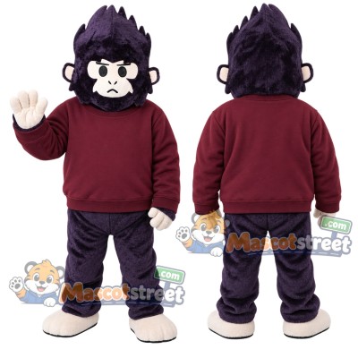 Purple Gorilla Mascot Costume with Burgundy Sweatshirt Purple Gorilla Mascot Costume with Burgundy Sweatshirt