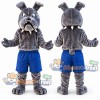 Gray Bulldog Mascot Costume with Blue Shorts