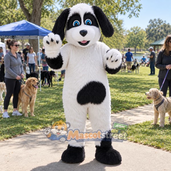 Black and White Sheepdog Mascot Costume