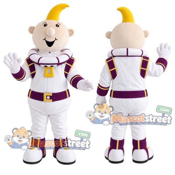 Astronaut Mascot Costume with White and Purple Space Suit