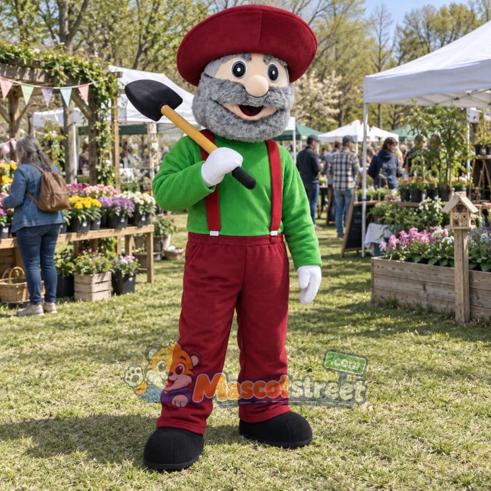 Miner Mascot Costume with Green Shirt and Burgundy Pants