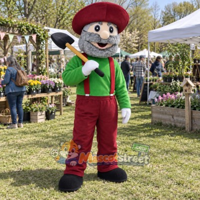 Miner Mascot Costume with Green Shirt and Burgundy Pants