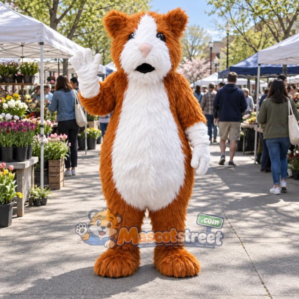 Brown and White Hamster Mascot Costume