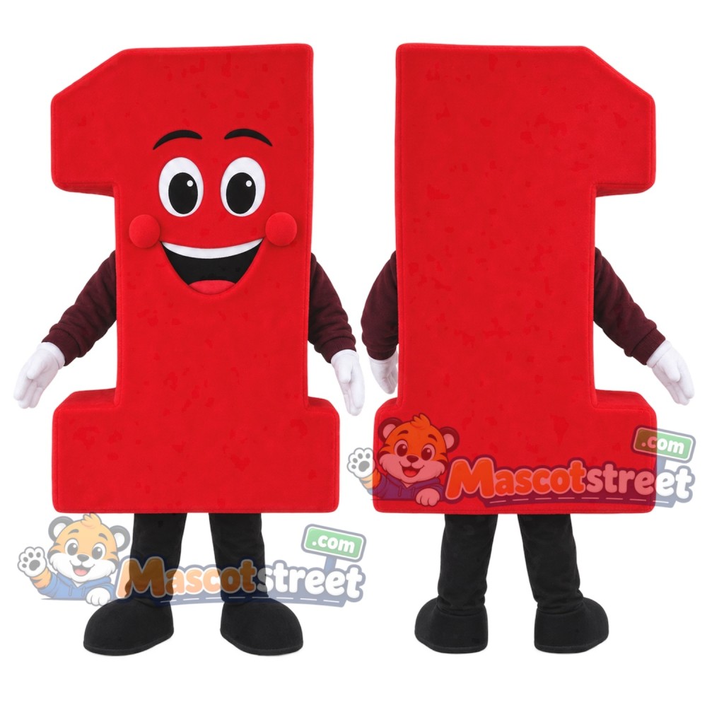 Red Number One Mascot Costume Red Number One Mascot Costume