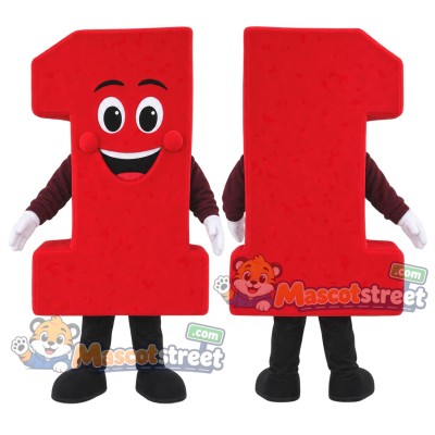 Red Number One Mascot Costume Red Number One Mascot Costume
