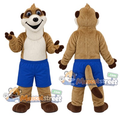 Tan Skunk Mascot Costume with Blue Shorts Tan Skunk Mascot Costume with Blue Shorts